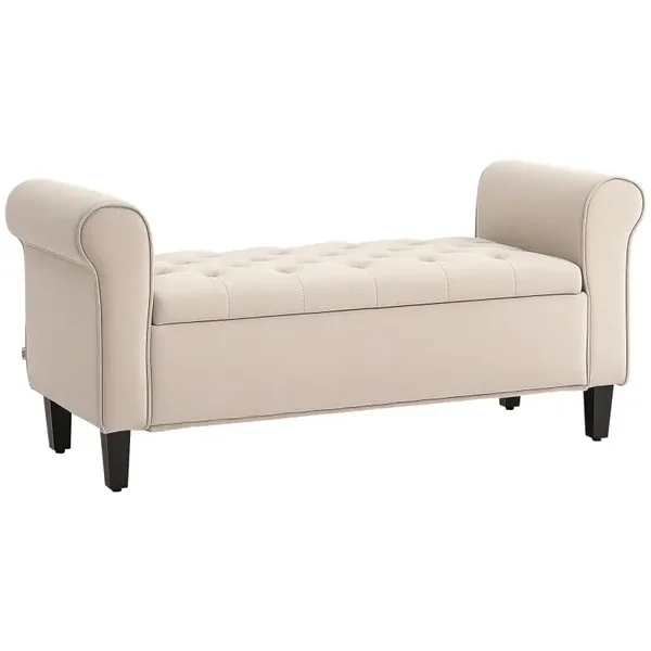 Vintage opbergbank beige