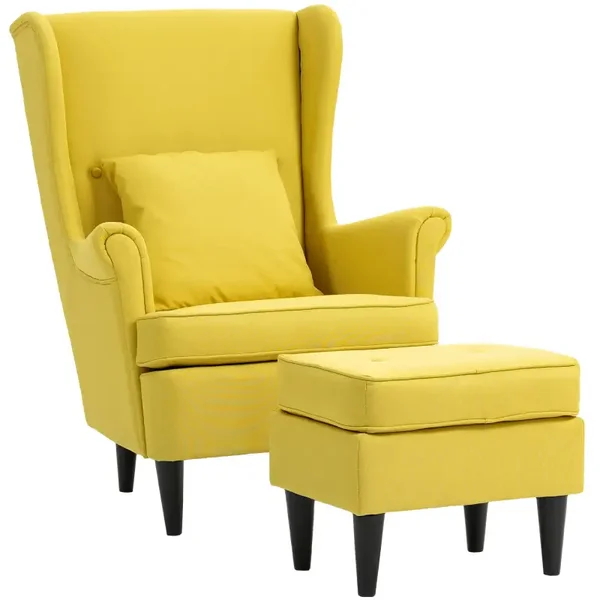 Vleugelfauteuil geel