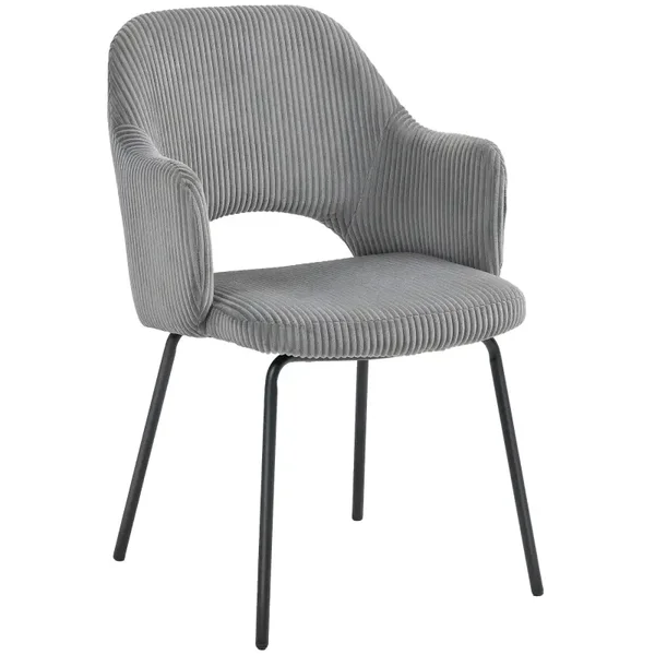 Corduroy eetkamerstoel grijs