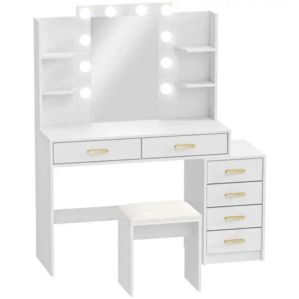 Kaptafel 6-laden wit