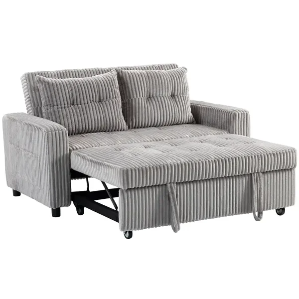 Corduroy slaapbank lichtgrijs