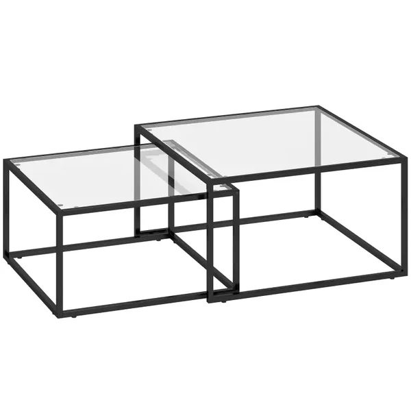Glazen salontafelset zwart