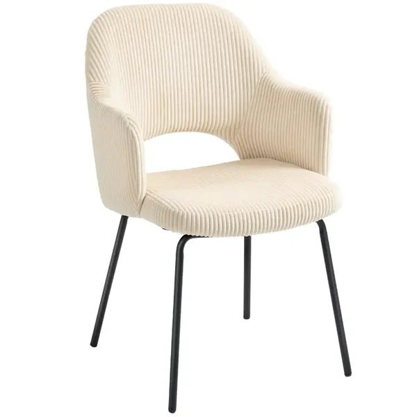 Corduroy eetkamerstoel beige