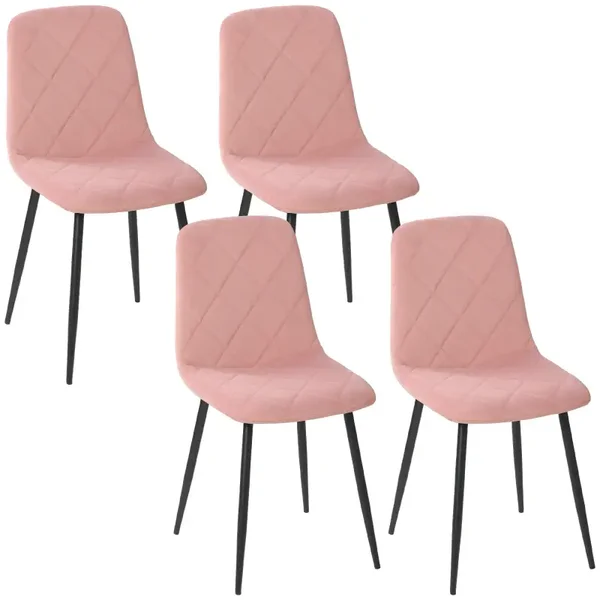Fluwelen eetkamerstoelen roze