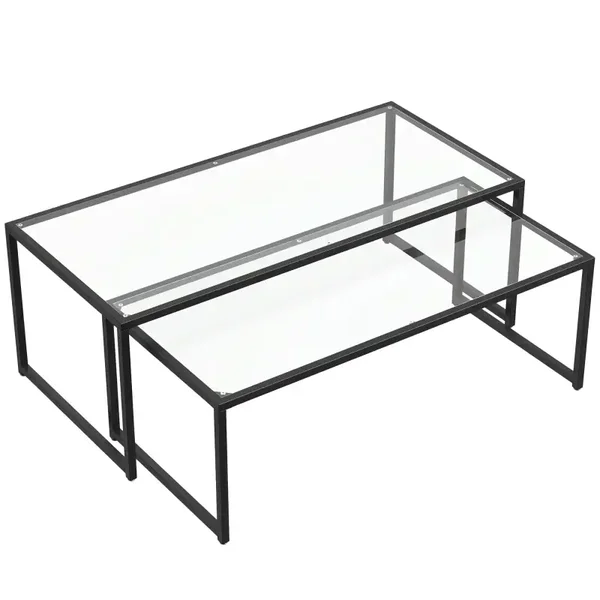 Glazen salontafelset zwart