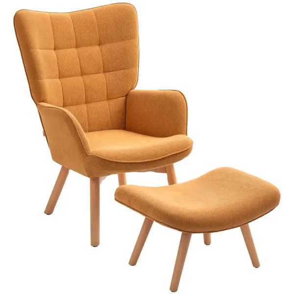 Corduroy fauteuil bruin