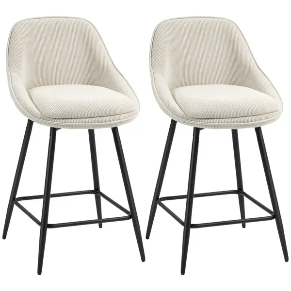 Corduroy barstoelen crème