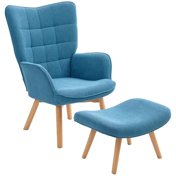 Corduroy fauteuil blauw