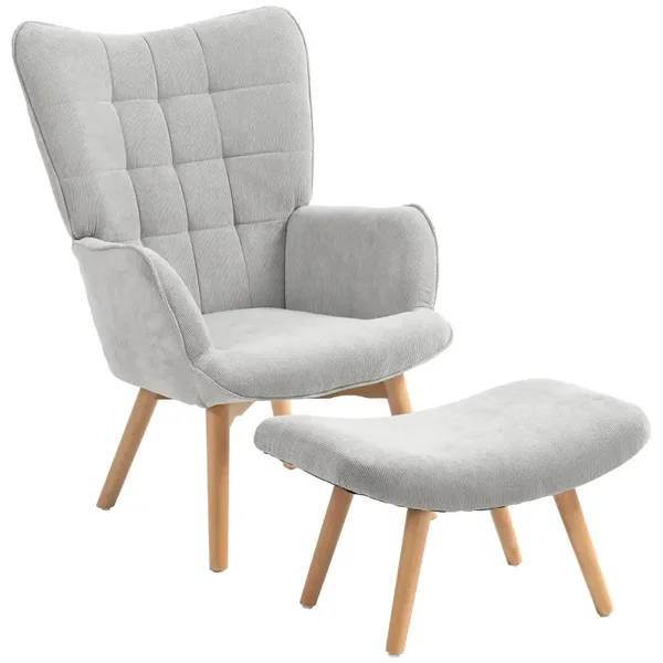 Corduroy fauteuil grijs