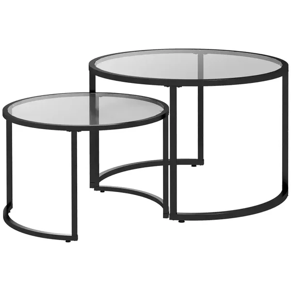 Glazen bijzettafelset zwart