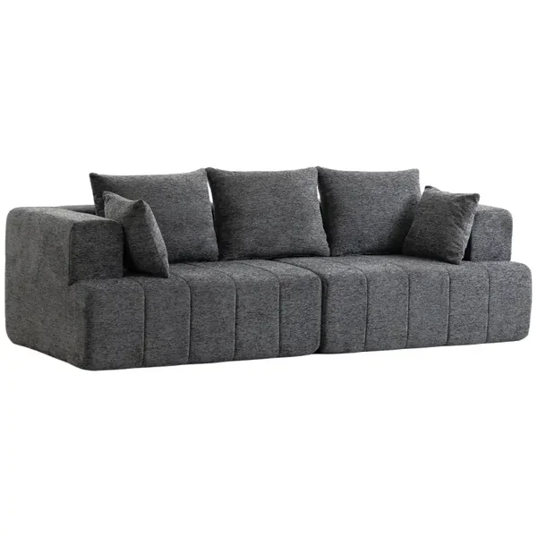 Chenille 3-zitsbank grijs