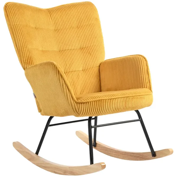 Vintage schommelstoel geel