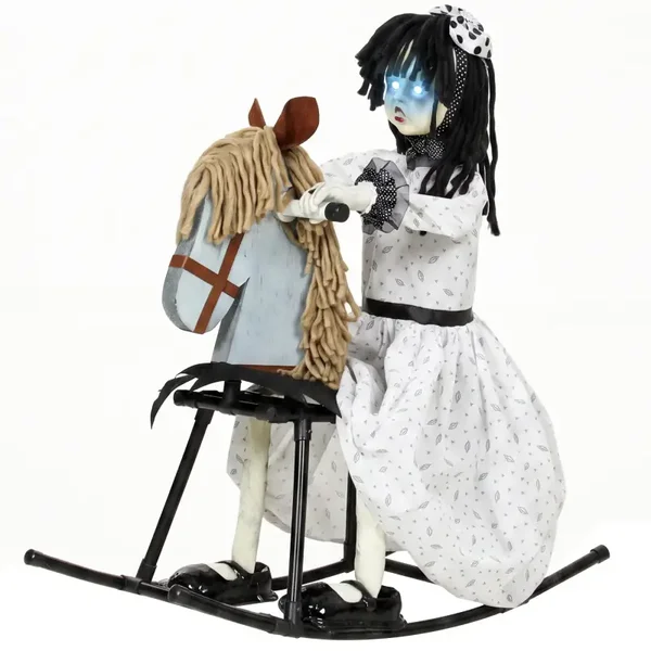 Halloweenmeisje hobbelpaard zwart
