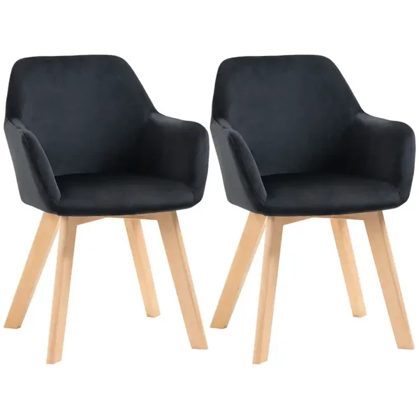 Fluwelen eetkamerstoelen zwart
