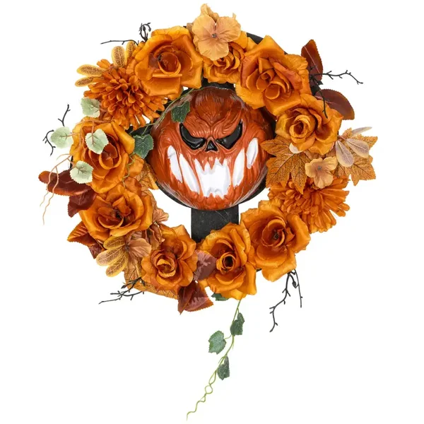 Halloweenkrans pompoenontwerp