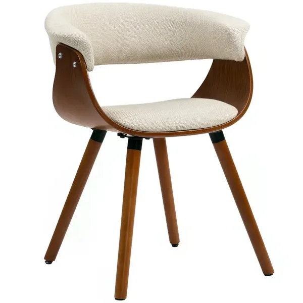 Linnen eetkamerstoel beige