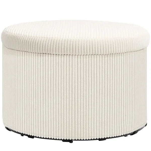 Ribfluwelen voetenbank beige