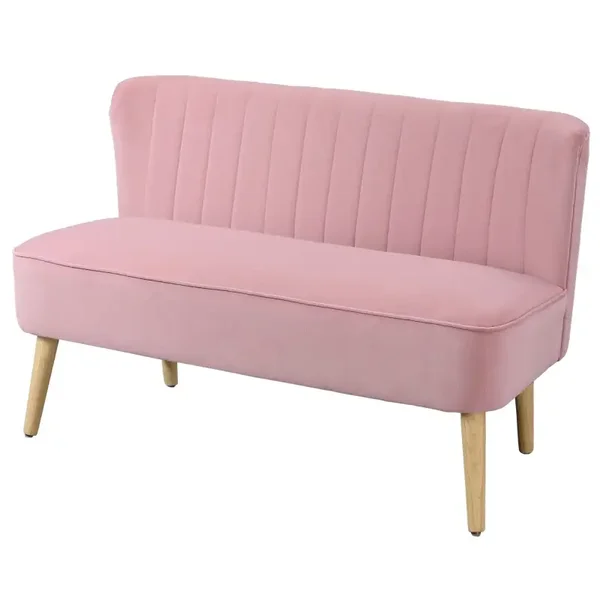 Gestoffeerde tweezitsbank roze