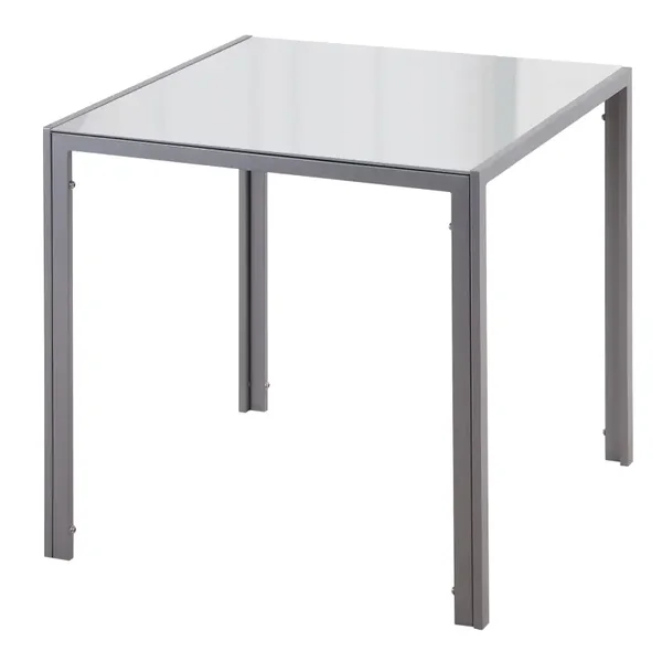 Vierkante glazen eettafel grijs