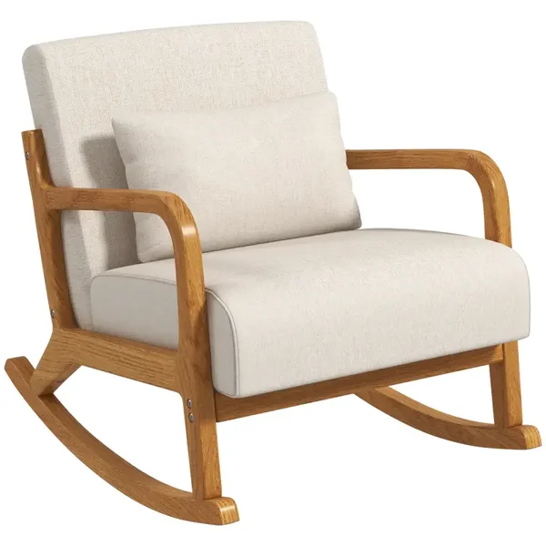 Retro schommelstoel beige