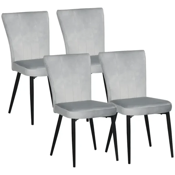 Velours eetkamerstoelen lichtgrijs