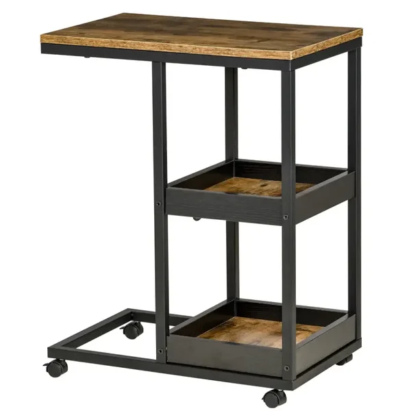 Verrijdbare bijzettafel bruin