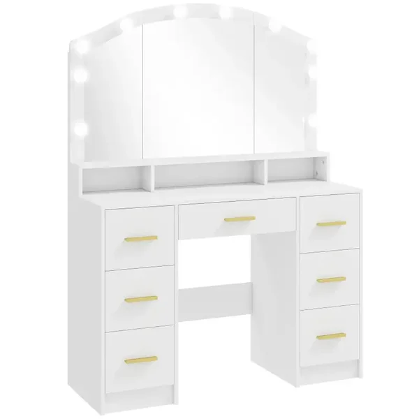 Kaptafel 10-lampen wit