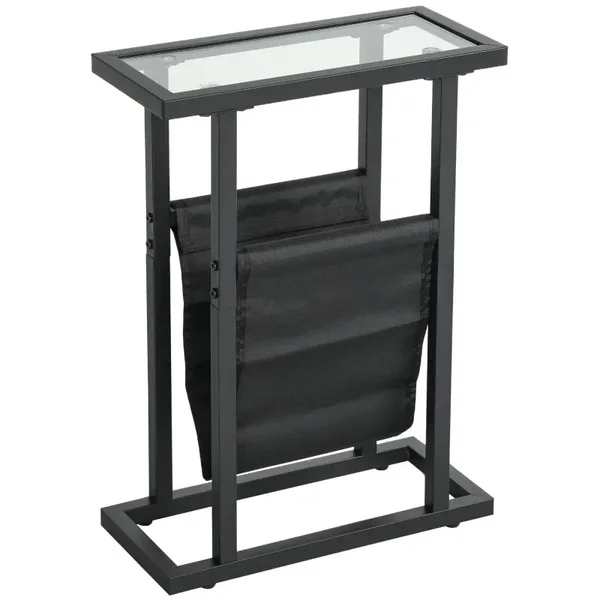 Glazen bijzettafel zwart