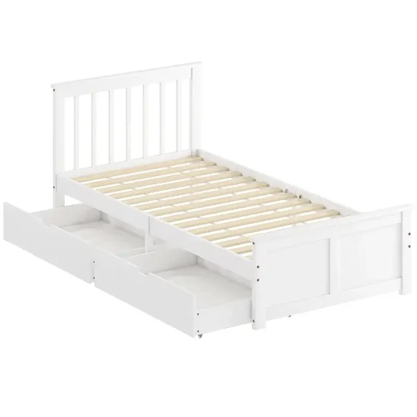 Eenpersoonsbedframe laden wit