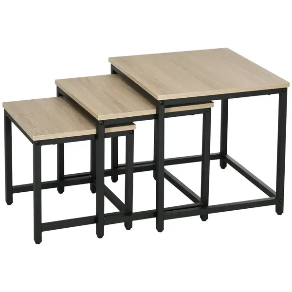 Industriële bijzettafelset zwart