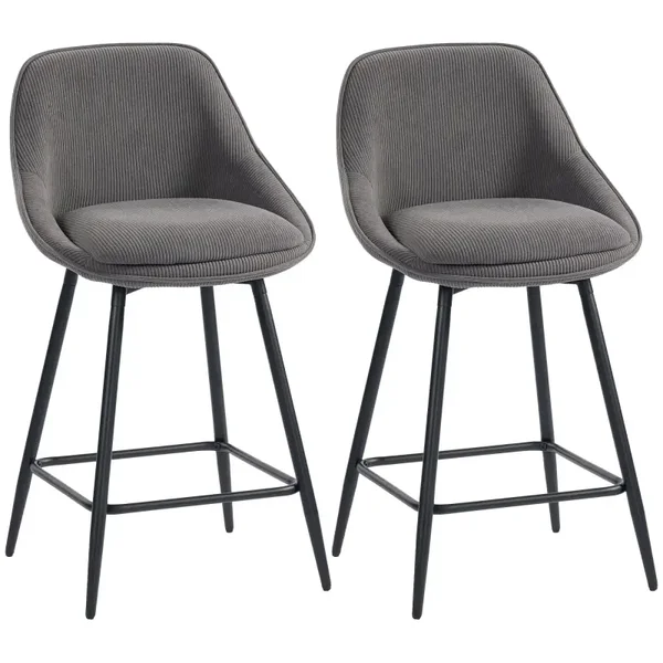 Corduroy barstoelen grijs