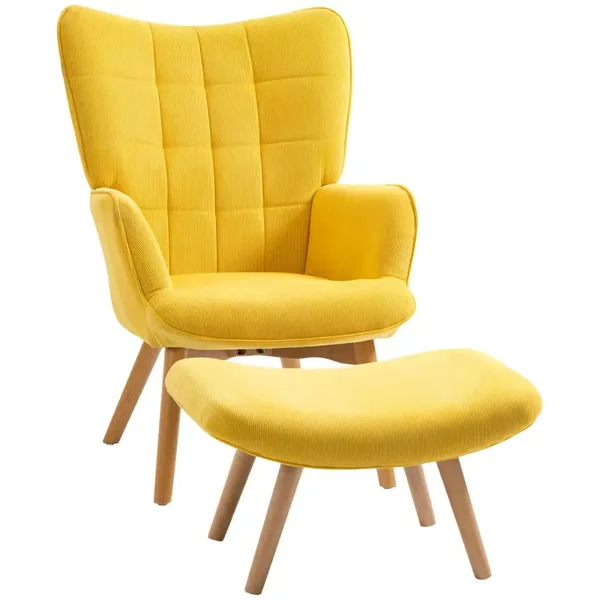 Corduroy fauteuil geel