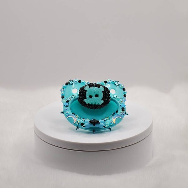 Blue Candy Skull Adult Pacifier