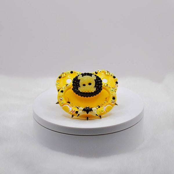 Yellow Candy Skull Adult Pacifier