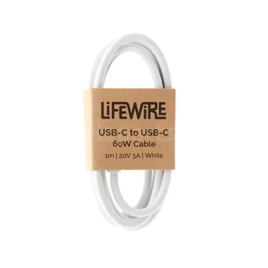 LifeWire USB-C to USB-C 60 watt cable - 1 meter - wit