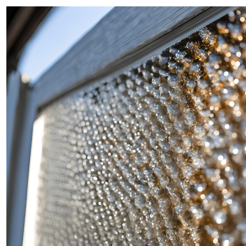 close-up of bubble wrap on a window, an affordable insulation technique to reduce heat loss