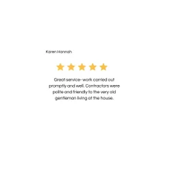 5-star customer review for Lord-Sykes Property Service β great service, work carried out promptly and with care. Polite, friendly contractors delivering professional results.