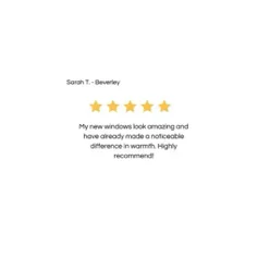 Sarah T. from Beverley: 5-star feedback for Lord-Sykes Property Service β new double glazing windows made her home warmer, highly recommended