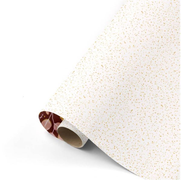 Cadeaupapier dubbelzijdig | 50 cm | Wit met sterretjes/gebloemd | 3 meter