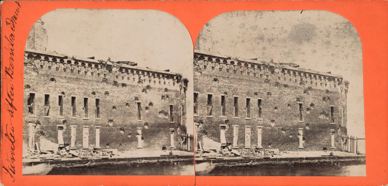 Fort Sumter after the Confederate bombardment, April 1861, stereoview photograph