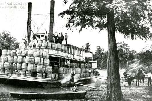 Steamboat on the Ocmulgee River at Hawkinsville, Georgia — used to transport Bryan plantation cotton to Darien and Savannah