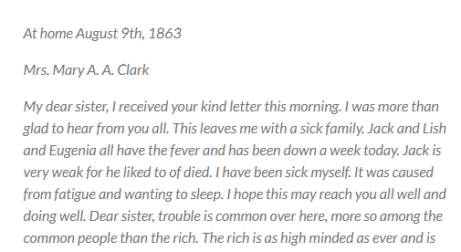 Hardship letter 1832 Bryan House