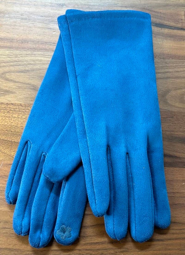 Suedine look turquoise handschoen dames