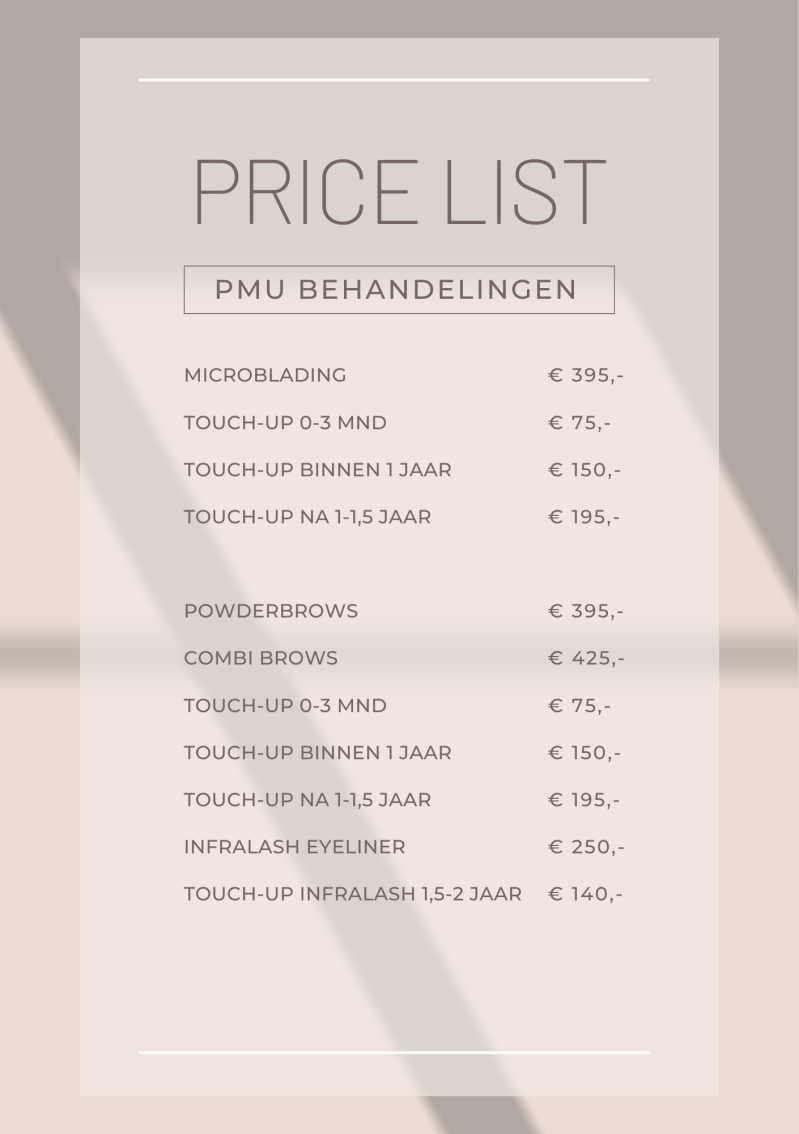 Tarieven wenkbrauwen