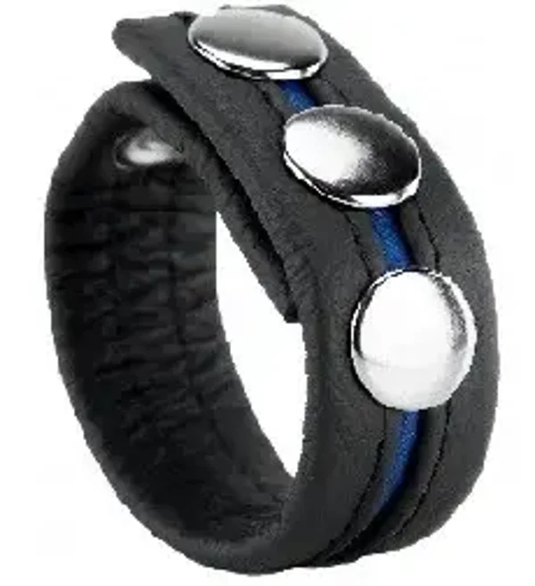 Cuir 3 pression Bleu