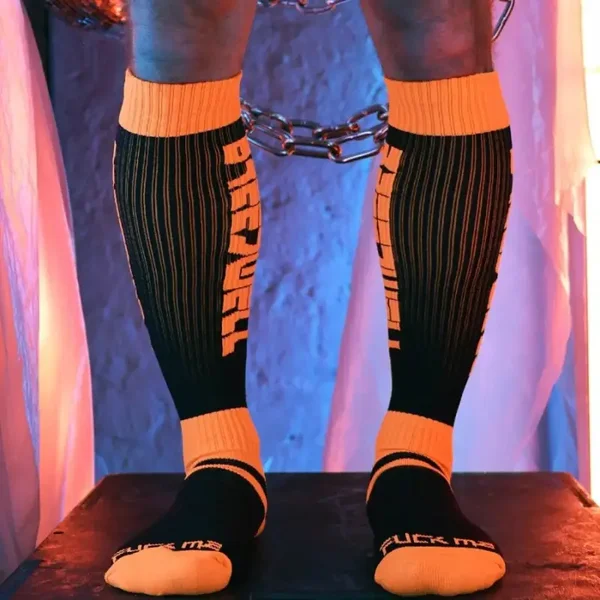 Socks eternity noire orange neon