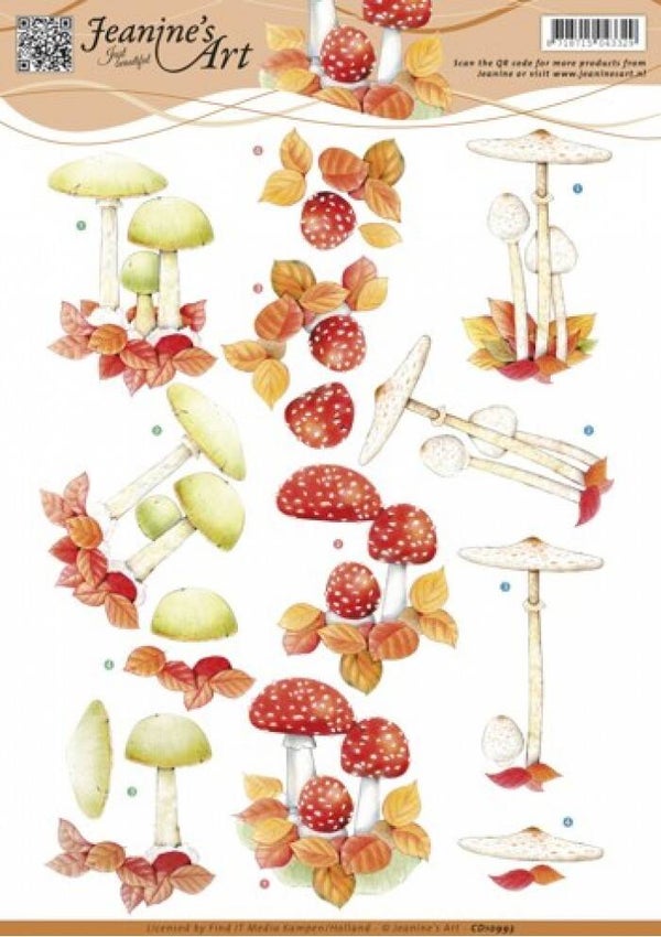 Autumn Mushrooms 3D-Knipvel Jeanine`s Art
