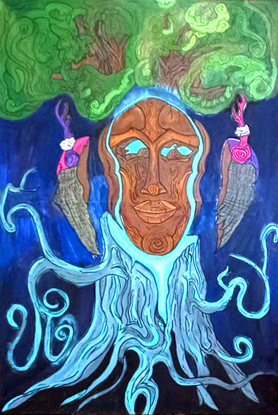 Fantasy Gemälde surreales Baumgesicht