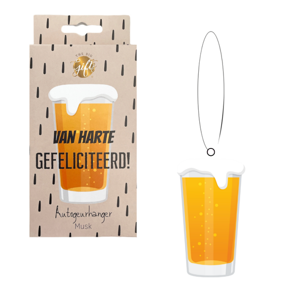 Autogeurhanger - Van harte gefeliciteerd / Bier