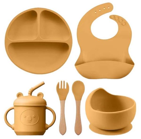 Baby/kinder servies set Geel
